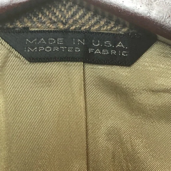 CHAPS Ralph Lauren suit coat blazer woven in Scotland Camel Hair jacket Sz Large - Picture 9 of 16